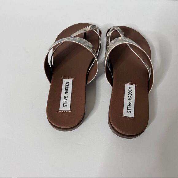 Steve Madden Sandals Women’s Size 7 Athens Faux Leather Strappy Slide Snake - Picture 5 of 6